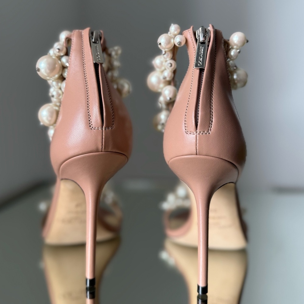 New JIMMY CHOO Maisel 100 pearl-embellished leather heeled sandals 36 $2,295 - Picture 9 of 12